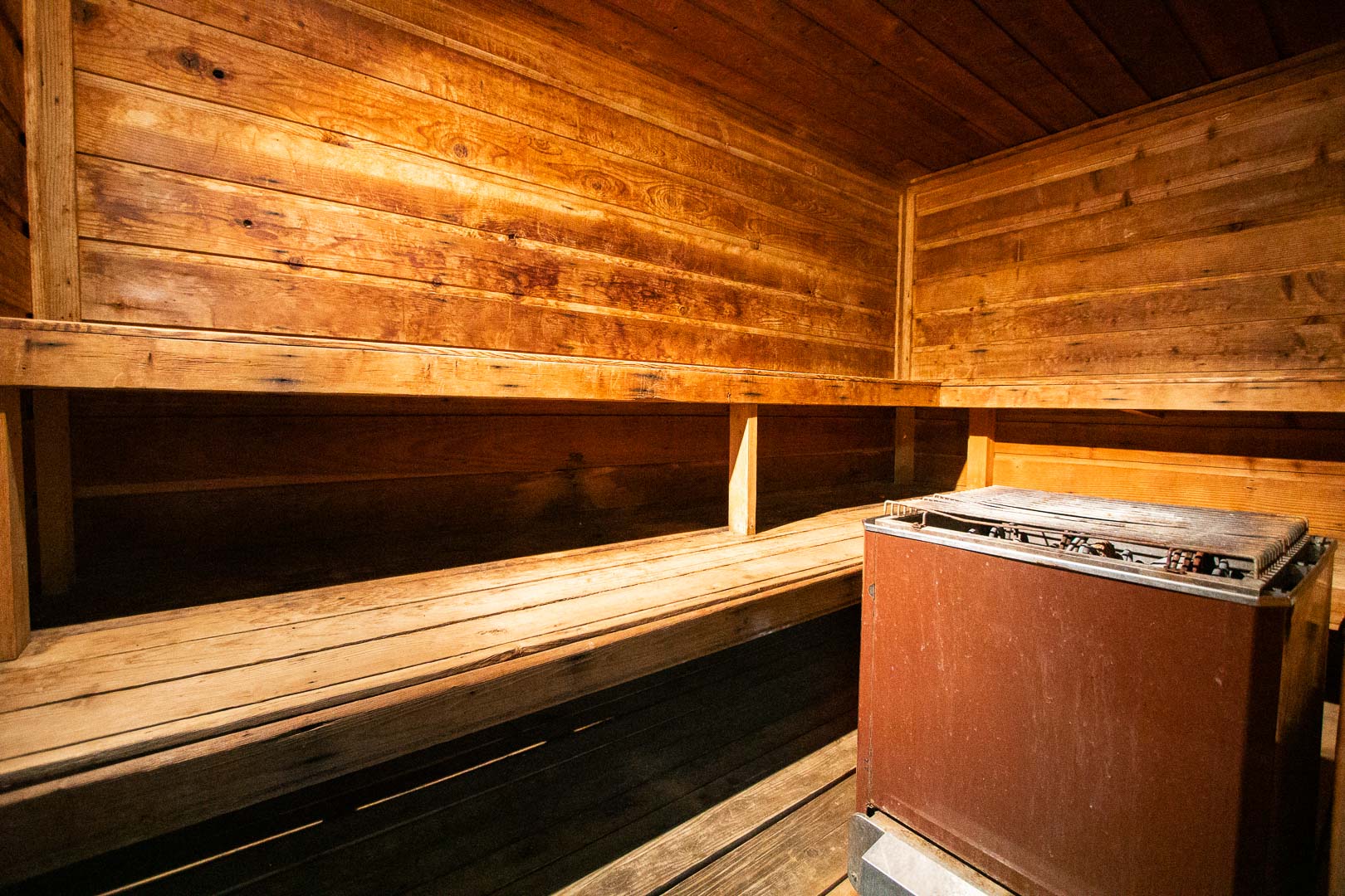 A relaxing sauna room available at VRI's Barrier Island Station in North Carolina.